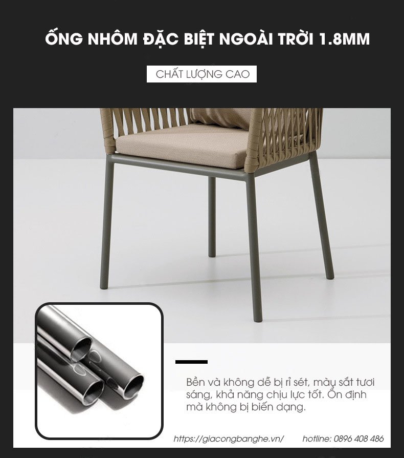 Ghế ăn ngoài trời đan dây dù SKLC049