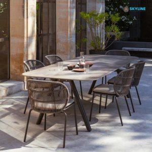 ghế ăn đan mây ngoài trời