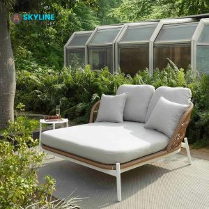 ghế tắm nắng đan dây nhựa giả mây