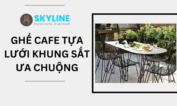 ghế cafe tựa lưới khung sắt