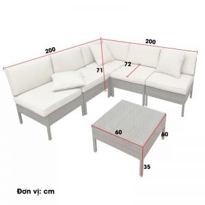 kích thước bộ sofa ngoài trời