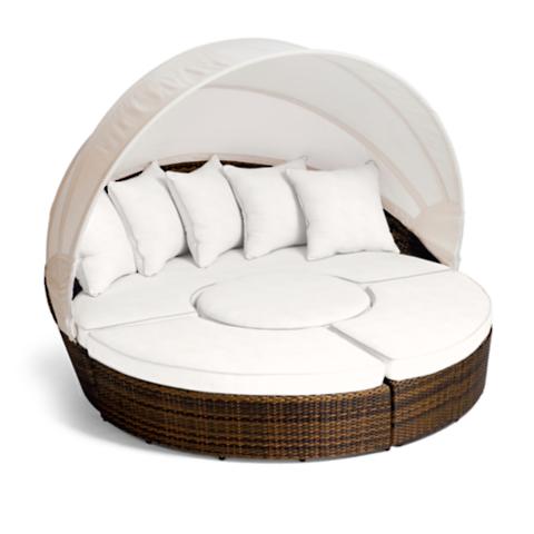 Bộ bàn ghế ngoài trời có mái che nắng Leras mà trắng