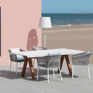 bộ bàn ghế đan mây ngoài trời