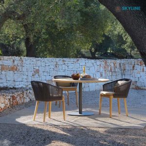 bàn tròn gỗ cafe ngoài trời