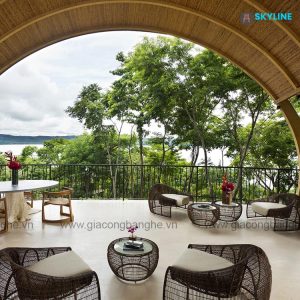bộ bàn ghế đan mây ngoài trời
