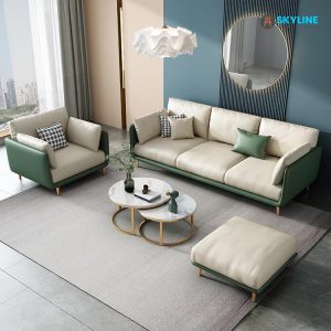 bộ sofa bọc da phòng khách