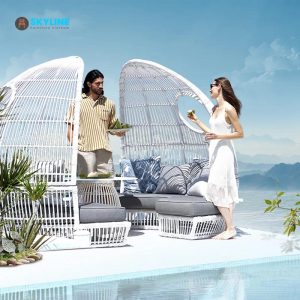 bộ sofa đan mây hồ bơi